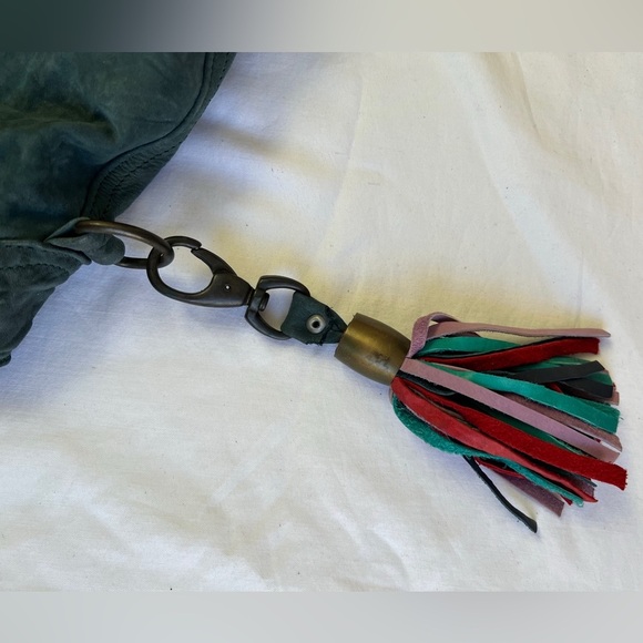 Jazmin Chebar Chic Green Shoulder Slouchy Bag Colorful Tassels Lagenlook - Picture 5 of 15